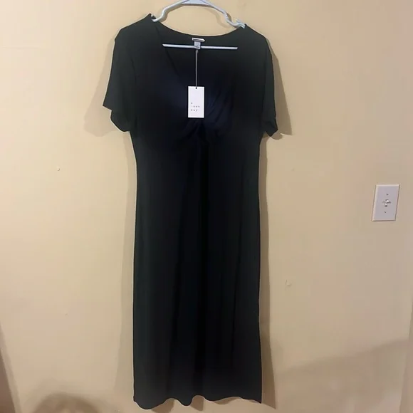 NWT A New Day Black Midi Dress with Front Twist Cutout - Picture 1 of 6